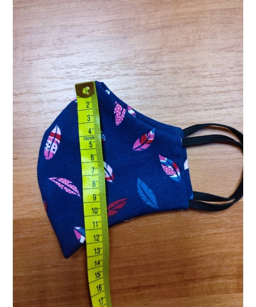 Granatowa Maska Ochronna z bawełny dwuwarstwowa - listeczki